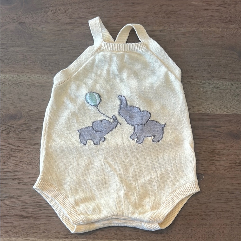JANIE and JACK  Sweater Baby Romper with Elephant Design | 12 to 18 Months